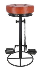 Sgabello in ferro regolabile stile industriale seduta in vera pelle pedali bici