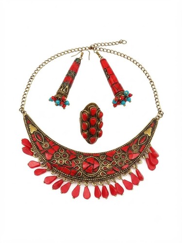 Set gioielli tibetani - , corallo