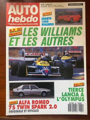 Auto hebdo 1987 gp de - 8/07/1987;,