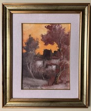 Quadro olio su tela Leonardo Demagistris 30×40 cm campagna romana in cornice ￼