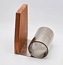 Organizer da scrivania/libro vintage metà secolo moderno in teak e acciaio inox