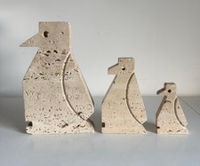 Lotto set famiglia Pinguini design FRATELLI MANNELLI marmo travertino anni 70