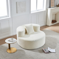Sacco Divano Modulare in Cord con Cuscino Rotondo Lounge Divano Poltrona Beanbag Beige