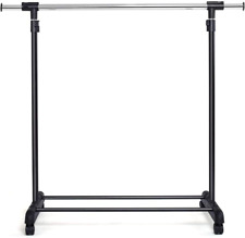 Stand Appendiabiti con Ruote, Porta Abiti Estensibile con Portascarpe, Altezza L