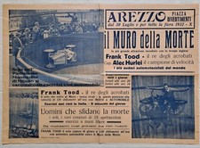 LUNA PARK Muro della morte F. Tood antica giostra rara locandina Arezzo 1932