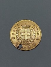 Moneta Oro 5 Lire Vittorio Emanuele 1863 Torino Forata Ma Eccellente Conservazio