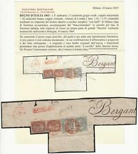 Regno - Annullo del Lombardo Veneto rosso di Milano con ornato su De La Rue