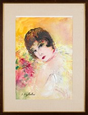 ERMANNO FIGLIOLINI (Vercelli 1909) QUADRO DIPINTO TECNICA MISTA OPERA e CORNICE