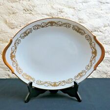Raynaud Limoges / Piatto Ovale In Porcellana Modello Bianco E Oro