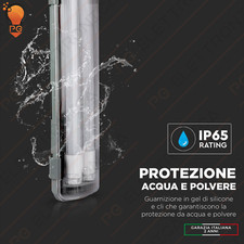 PLAFONIERA STAGNA COMPLETA DI NEON LED TUBO T8 60-120-150 CM 220V SOFFITTO IP65