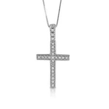 Collana con croce diamanti oro bianco 18kt (g553)