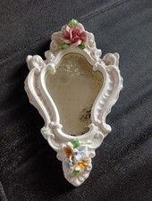 Specchio da parete vintage in ceramica smaltata – decorazione floreale Made...