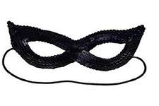 Maschera veneziana colore nero halloween carnevale paillettes K.4239