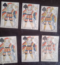 6 cartes à jouer  XVIII°