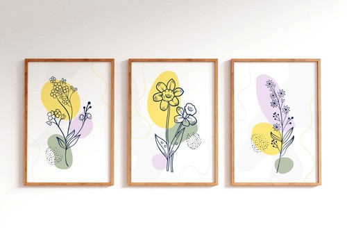 Fiori linea disegno poster - fiori,