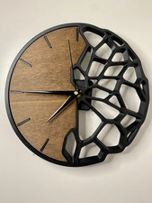Orologio Parete Moderno Nero Legno 3D