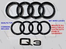 Kit Stemma Loghi Anelli per Audi Q3 F3 Anteriore Posteriore Nero logo 2018+