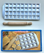 Stampo ravioli Raviolamp 36 con mattarello e box Made in Italy Vintage