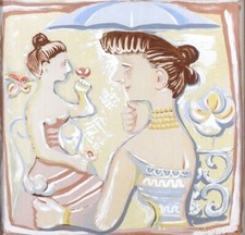 MASSIMO CAMPIGLI (1890-1971) DONNE 1948  FOULARD SERA CORNICE GALLERIA CAVALLINO