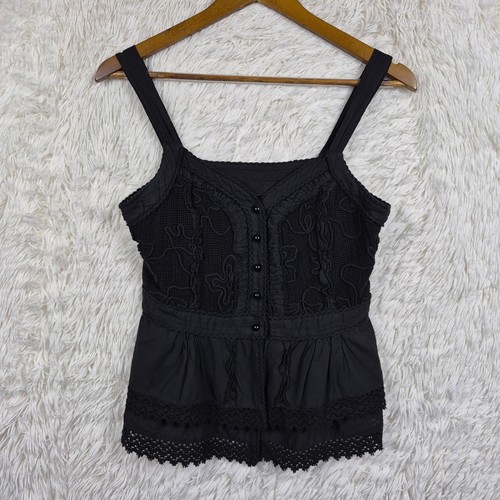 Top cami tessori nero cotone - top,