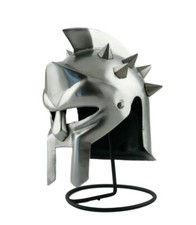 Elmo acciaio Gladiatore c/punte Mini+stand metallo Adulto/a Grigio
