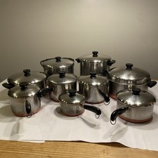 Set pentole vintage REVERE WARE 1801 fondo rame 18 pz pentole manico cauzione