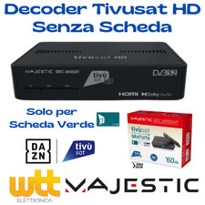 DECODER HD TIVUSAT SATELLITARE SENZA SCHEDA SMART CARD PER TESSERA TIVUSAT VERDE