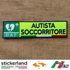 Toppa Toppe Patch AUTISTA SOCCORRITORE DAE su base giallo fluo velcro da 25 cm 