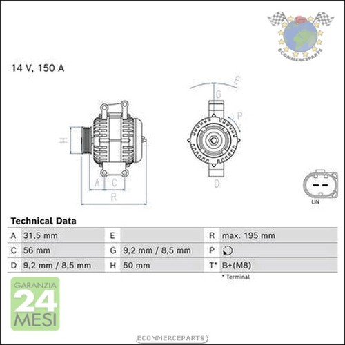 Alternatore bosch per mercedes - per,
