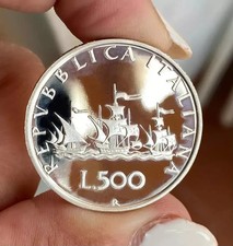 REPUBBLICA ITALIANA 500 LIRE 1998 CARAVELLE PROOF ARGENTO SILVER UNC