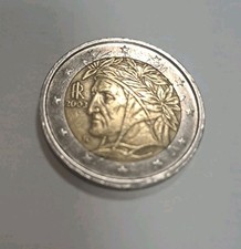 Moneta da 2 euro del 2003, Italiana con volto di Dante Alighieri.