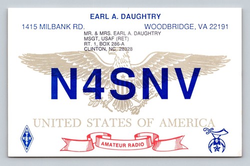 Ham radio qsl n4snv - radio, woodbridge