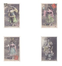 DONNA CON COSTUME ORIENTALE - Sazerac Paris, 4 Cartoline Geisha