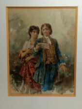 Giacomo Campi - Gentiluomo con dama - Acquerello fine '800 primi '900