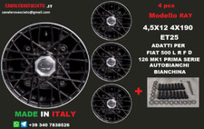 Cerchi lega 12 stilauto RAY NERO Fiat 500 D L F R  epoca OLD 4x190 borrani raggi