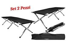 set 2 Lettini brandina da campeggio camping giardino alluminio pieghevole +borse