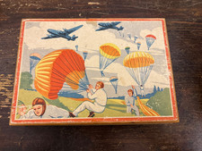 Cubi componibili in legno con 4 scenari- Paracadutisti-Calcio-Canoa-Bimbi Anni30