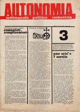 Autonomia. Settimanale politico comunista N.3 Potere Operaio Lotta Continua