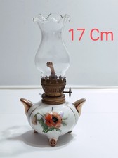 Lume a petrolio antico Lampada a olio con boccia di vetro H. 17 Cm vintage