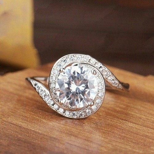 Anello aureola diamante - , tondo