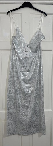 Abito midi slip zara argento - midi,