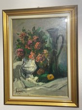 Quadro,dipinto Vaso Di Fiori ,classico ,con Cornice Di Zecca