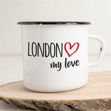 Emaille Tasse London my love Vintage Geschenkidee Souvenir Präsent Wichtelgesche