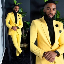 Tuta uomo gialla estiva causale party wear blazer vestibilità classica smoking sartoriale