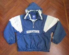 Georgetown Hoyas Starter Jacket Puffer 1/2 Zip Pullover parka giacca basket