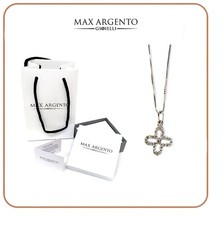 COLLANA IN ARGENTO 925 CATENINA CON CIONDOLO  CROCE CON ZIRCONI 