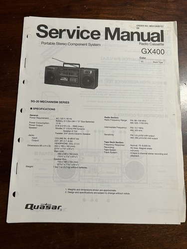 Quasar gx400 radio cassetta - quasar,