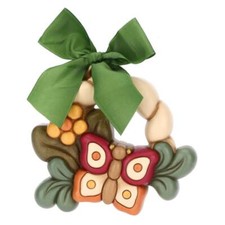 Formella media Thun farfalla e fiore su intreccio