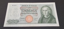 CINQUEMILA 5000 LIRE COLOMBO 1 CARAVELLA CARTA BIANCA DECRETO 4/01/1968 ITALIA