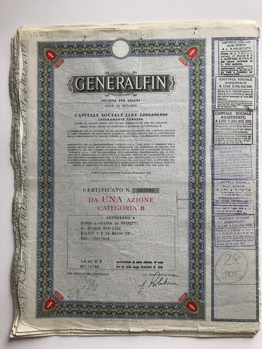 Certificato azionario - certificato,